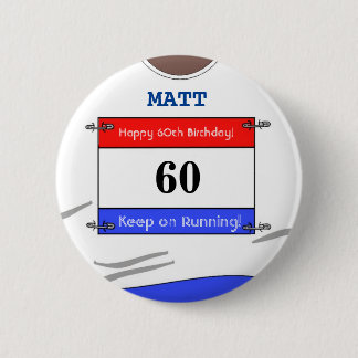 60th Birthday Badge for a Runner (White Top)