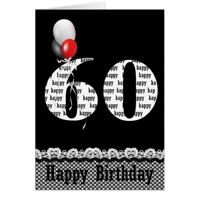 60th birthday-balloon bouquet on black (Front)