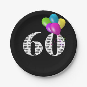 60th birthday balloon bouquet paper plate