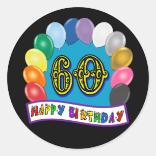 60th Birthday Balloons Happy Birthday Sticker