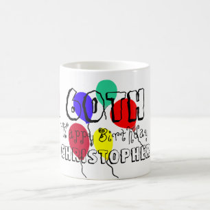 60th Birthday Balloons Personalised Name Mugs