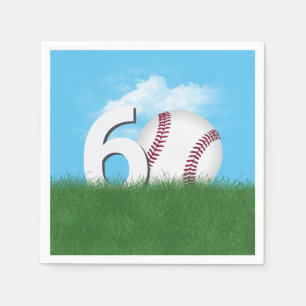 60th Birthday Baseball In Green Grass Napkin