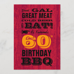 60th Birthday BBQ Grill Out Invitation