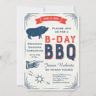 60th Birthday BBQ Party All American Vintage Invitation