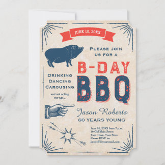 60th Birthday BBQ Party All American Vintage Invitation