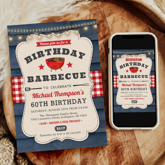 60th Birthday BBQ Summer Barbecue Party Invitation