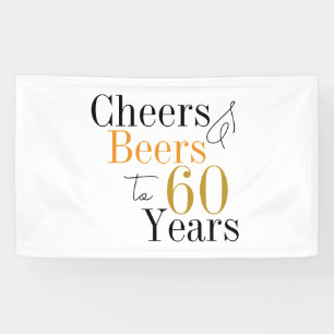 60th Birthday Beers and Cheers Minimal Party Banner