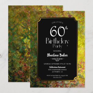 60th Birthday Black and Gold Invitation