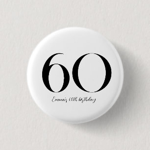 60th Birthday Black and White 3 Cm Round Badge