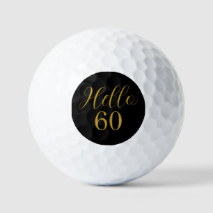 60th Birthday Black Gold Birthday Golf Balls