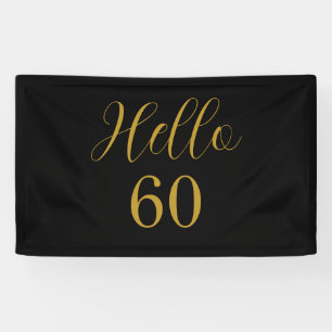 60th Birthday Black Gold Birthday Party Banner