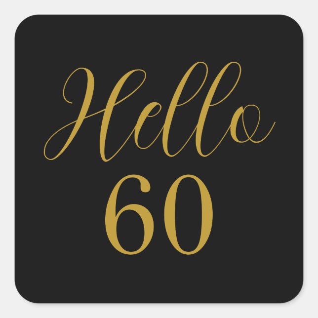 60th Birthday Black Gold Birthday Party Square Sticker (Front)