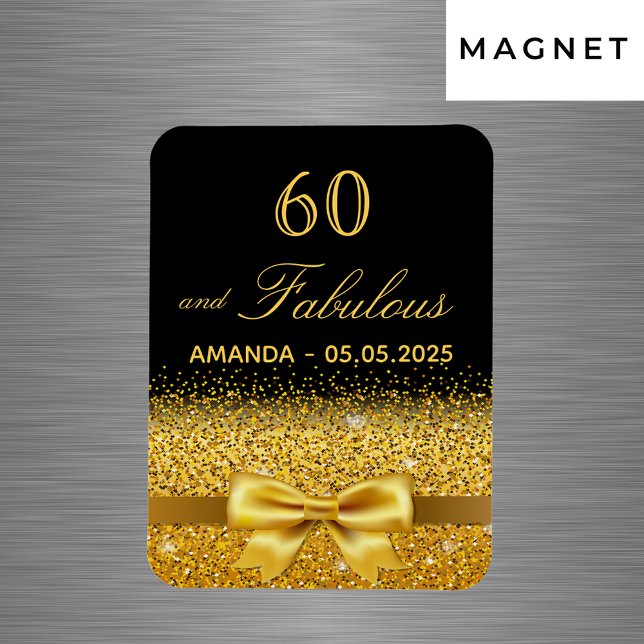 60th birthday black gold elegant save the date magnet (Creator Uploaded)