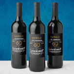 60th Birthday Black Gold  Legendary Funny<br><div class="desc">A personalised elegant 60th birthday wine bottle label that is easy to customise for that special birthday party occasion.</div>