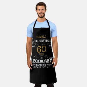 60th Birthday Black Gold Legendary Funny Apron