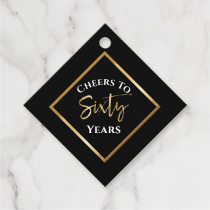 60th Birthday Black Gold Party Take Home Gift Tag