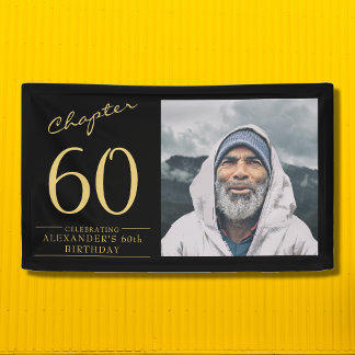 60th Birthday Black Gold Photo Banner