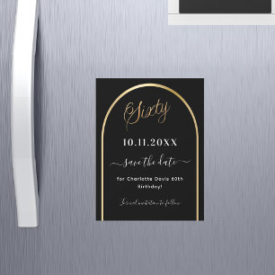 60th birthday black gold Save the Date magnet