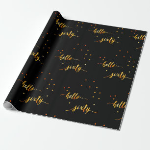 60th birthday black gold typography script wrapping paper