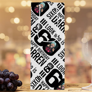 60th birthday black look 60 custom photo name wine gift bag