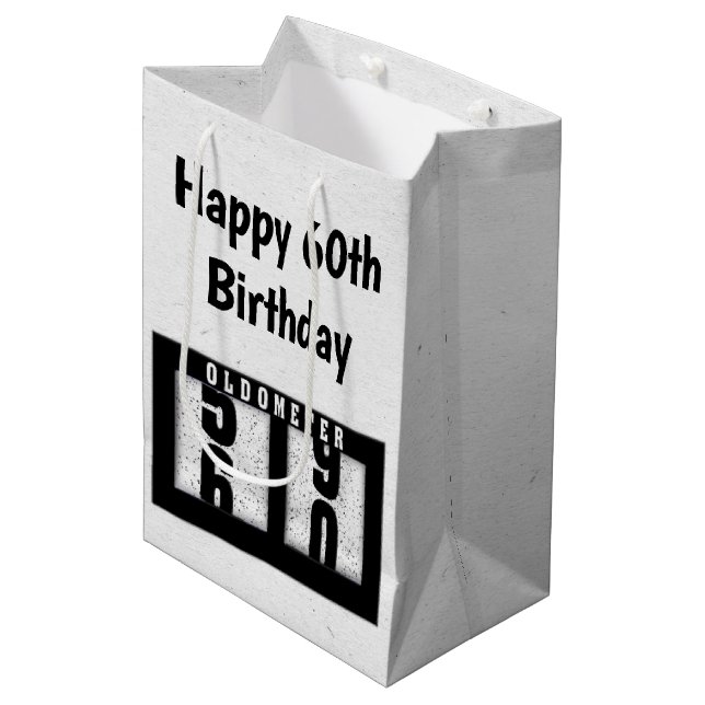 60th Birthday Black Odometer Medium Gift Bag (Front Angled)