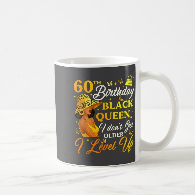 60th Birthday Black Queen Level Up Emwering For Wo Coffee Mug (Right)