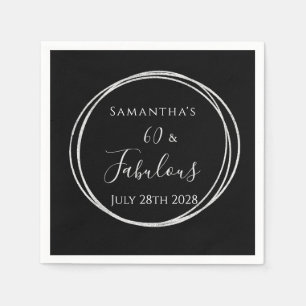 60th Birthday Black Silver Birthday Party Napkin