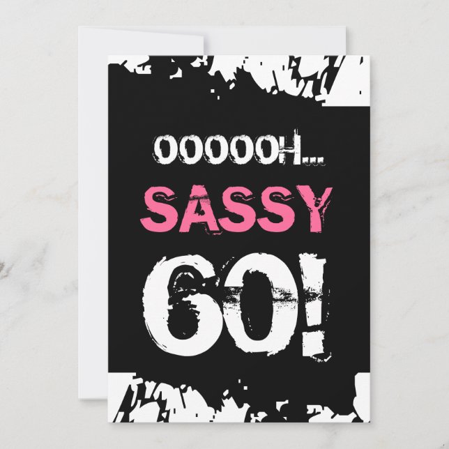 60th Birthday Black White Pink Zebra SASSY SIXTY Invitation (Front)