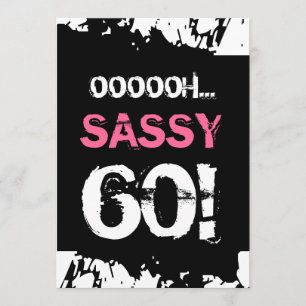 60th Birthday Black White Pink Zebra SASSY SIXTY Invitation