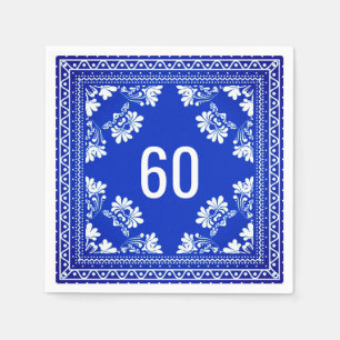 60th Birthday Blue Bandanna Napkin
