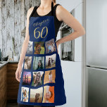 60th Birthday Blue Gold Apron<br><div class="desc">Let that loved one know they are really special with this unique 60th birthday apron. What a wonderful gift for that loved one. Add your favourite photos of friends,  events and pets.</div>