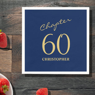 60th Birthday Blue Gold Chapter 60 Napkin