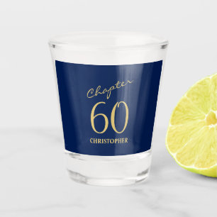 60th Birthday Blue Gold Shot Glass
