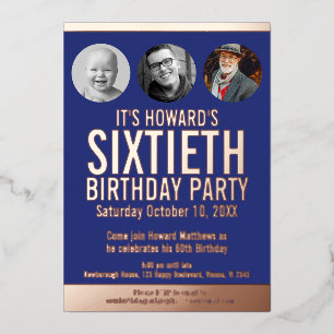 60th Birthday blue metal foil photo circles