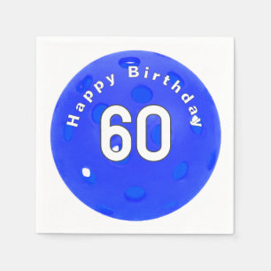 60th Birthday Blue Pickleball Napkin