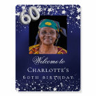 60th Birthday blue silver stars photo welcome