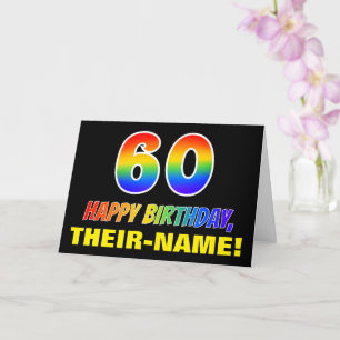 60th Birthday: Bold, Fun, Simple, Rainbow 60 Card