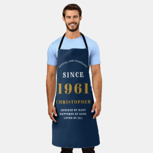 60th Birthday Born 1961 Blue Gold Man's Apron