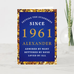 60th Birthday Born 1961 Gold Blue Add Your Name Card