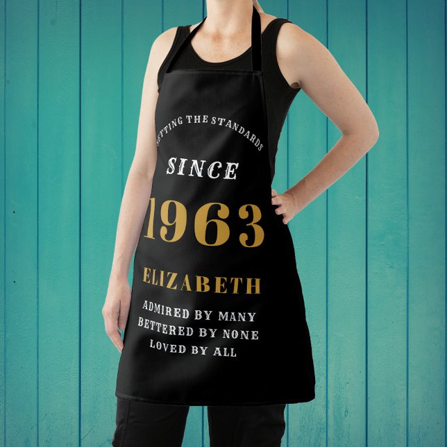 60th Birthday Born 1963 Black Gold Lady's Apron (Creator Uploaded)