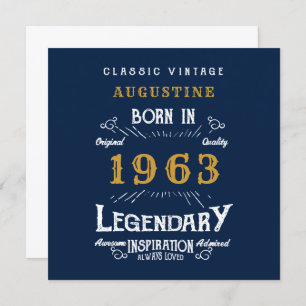 60th Birthday Born 1963 Legend Blue Gold Greeting Card