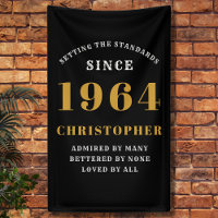 60th Birthday Born 1964 Add Name Black Gold