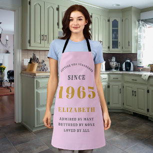 60th Birthday Born 1965 Pink Grey Lady's Apron