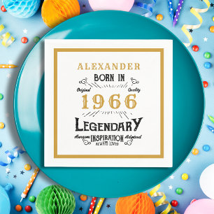 60th Birthday Born 1966 White Gold Legend Napkin