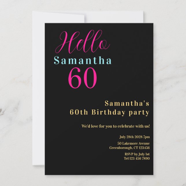 60th Birthday Bright Colours Party Invitation (Front)