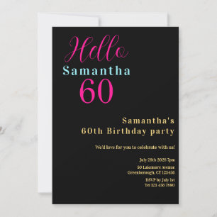 60th Birthday Bright Colours Party Invitation