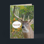 60th birthday buck in woods card<br><div class="desc">Big buck in forest with speech bubble for 60th birthday.</div>