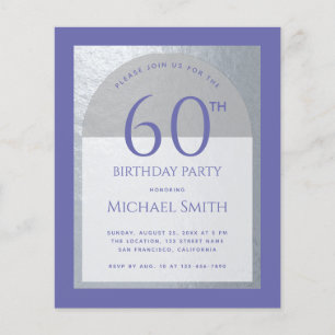 60th Birthday Budget Violet Faux Silver Invitation