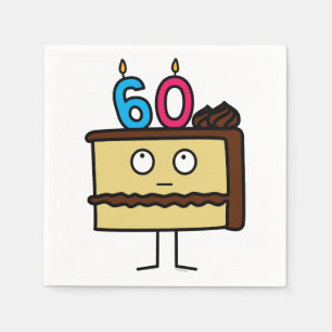 60th Birthday Cake with Candles Napkin