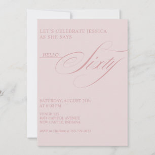 60th Birthday Caligraphy Modern Elegant Invitation